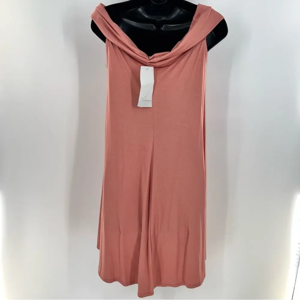 Blu Heaven Women's Dusty Pink Off-Shoulder Sleeveless Swing/Tent Dress-Size M